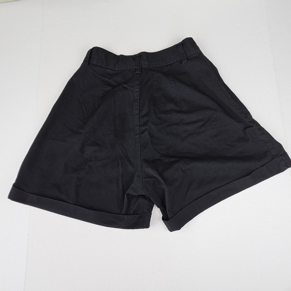 Copper Key Vintage Black High Waisted Pleated Cuffed Shorts Junior 9 Cotton